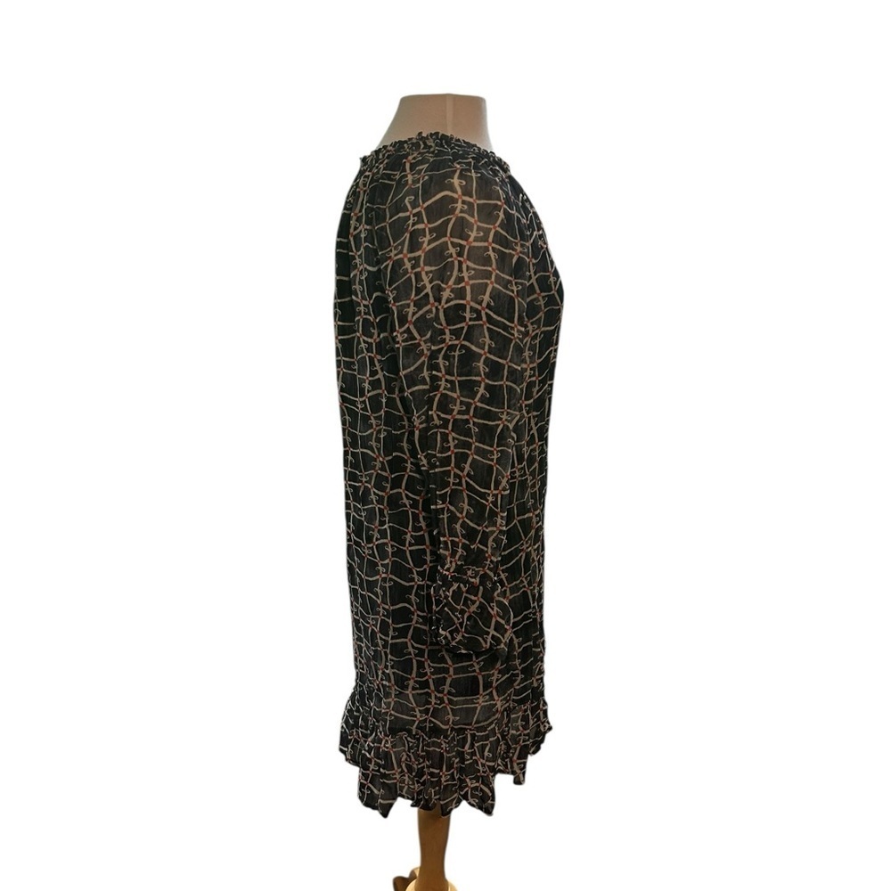 VELVET By Graham & Spencer Zurich Print Dress Long Sleeve Shift Black Size XS - Picture 4 of 13